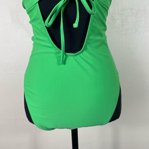 Scotch & Soda Bright Parakeet Ruched Front Halter Neck One Piece Swimsuit - Picture 10 of 13